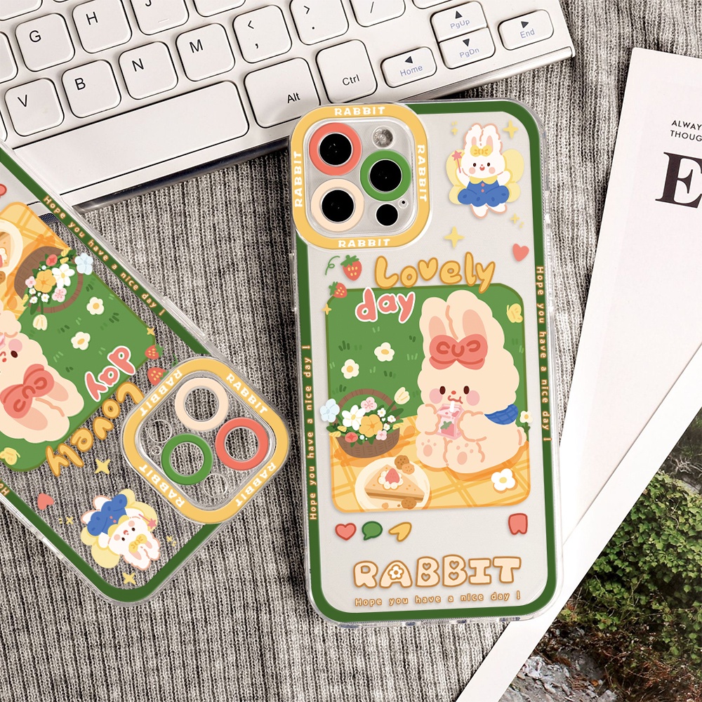 Ốp Điện Thoại Tpu Mềm Chống Sốc In Hình Thỏ Dễ Thương Cho iPhone 11 12 13 pro max XS X XR XSMax 7 8 6 6s plus SE 2020