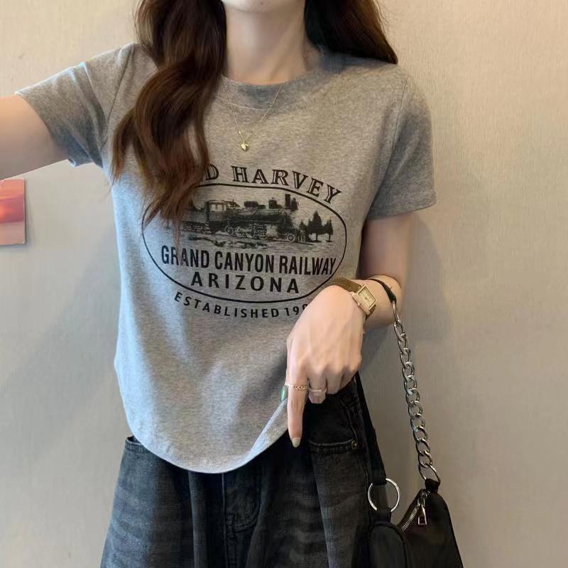 Áo Thun Ngắn Tay Dáng Rộng Phong Cách Retro Thời Trang Cho Nữ