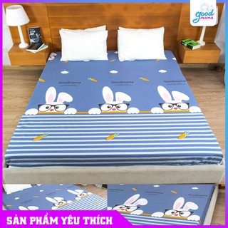 Ga Chống Thấm Goodmama | Drap Giường Cotton Chống Thấm Tuyệt Đối | In Hình Thỏ Đeo Kính