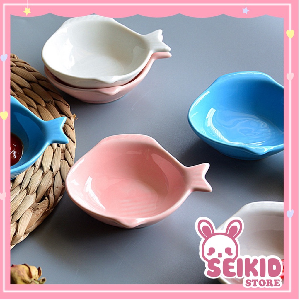 Bát sứ ăn dặm, đựng gia vị xinh xắn hình con cá đủ màu Seikid Store 50ml