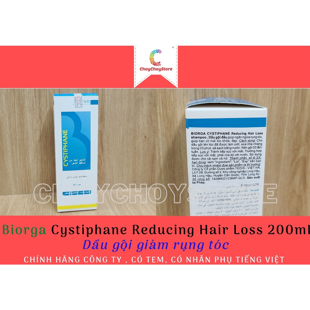 Dầu gội giảm rụng tóc Biorga Dermatologie - Cystiphane Reducing Hair Loss 200mL
