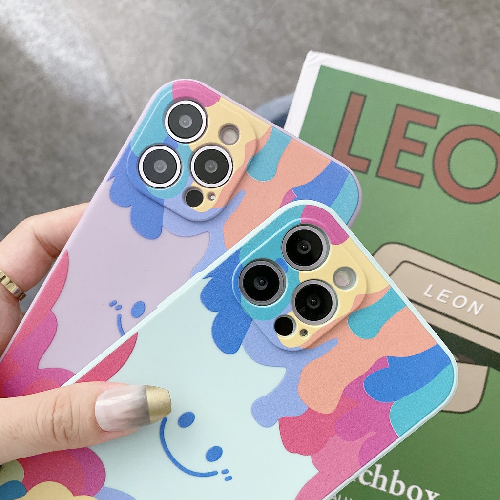 Ốp Lưng Iphone 7 Plus/8 Plus/xs/xs Max/XR/11pro/11 promax/12 mini/12 pro/12 PMax, Loang Sơn, Mặt Cười GCIP07 | GuCase