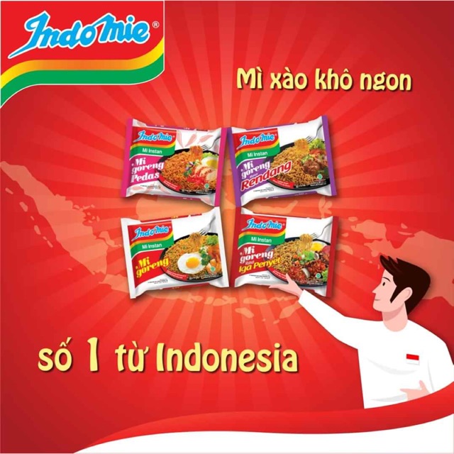 Thùng 40 gói mì xào khô indomie mix ngẫu nhiên