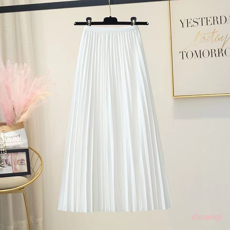 Chân Váy Chữ A Lưng Cao Màu Trơn Phong Cách Pháp Thời Trang Xuân Thu Mới