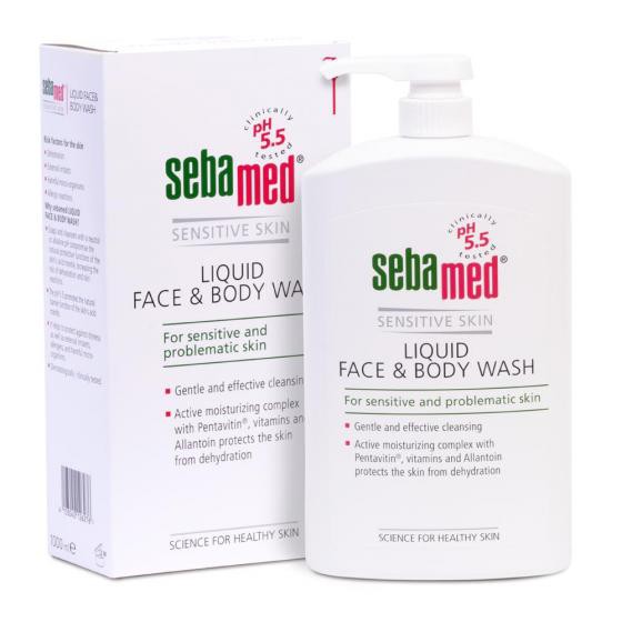 [Tặng Son dưỡng] Sữa Rửa Mặt Và Body Cho Da Nhạy Cảm Sebamed Liquid Face & Body Wash 1000ml