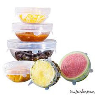 Set 6 nắp đậy thực phẩm silicon (trắng)