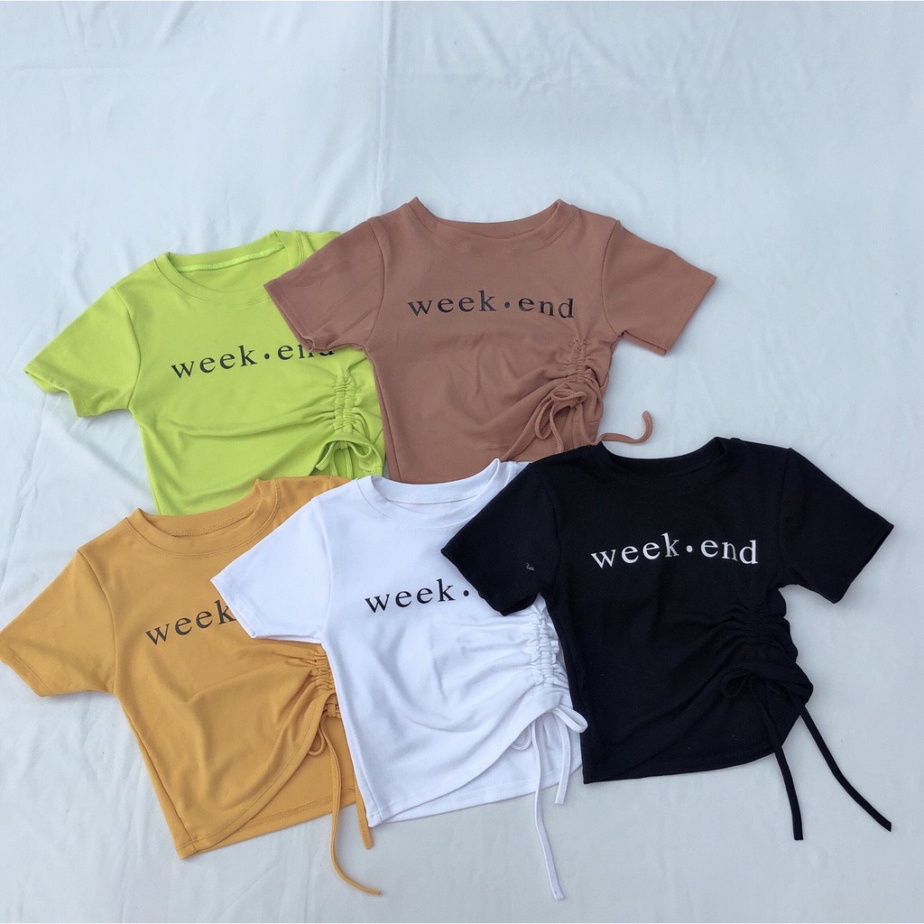 Áo thun bozip weekend rút dây bên xinh xinh