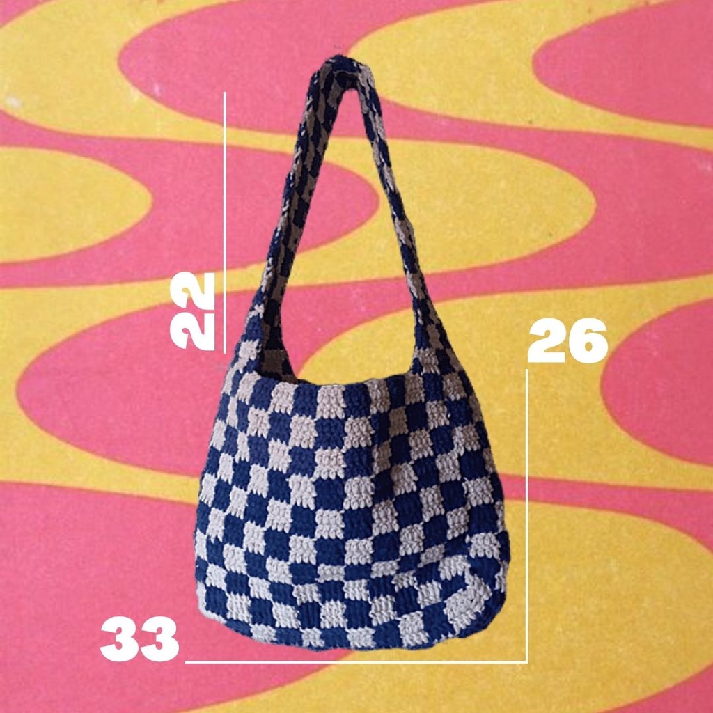 Túi xách handmade mini chất liệu len cotton phối họa tiết caro Gambit Bag