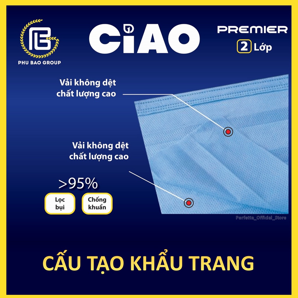 Khẩu trang y tế CiAO 2 lớp màu Xanh đa năng chống thấm nước (40 Cái/Hộp)