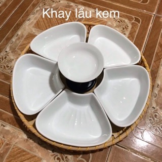 Khay lẩu kem hoa mai trắng