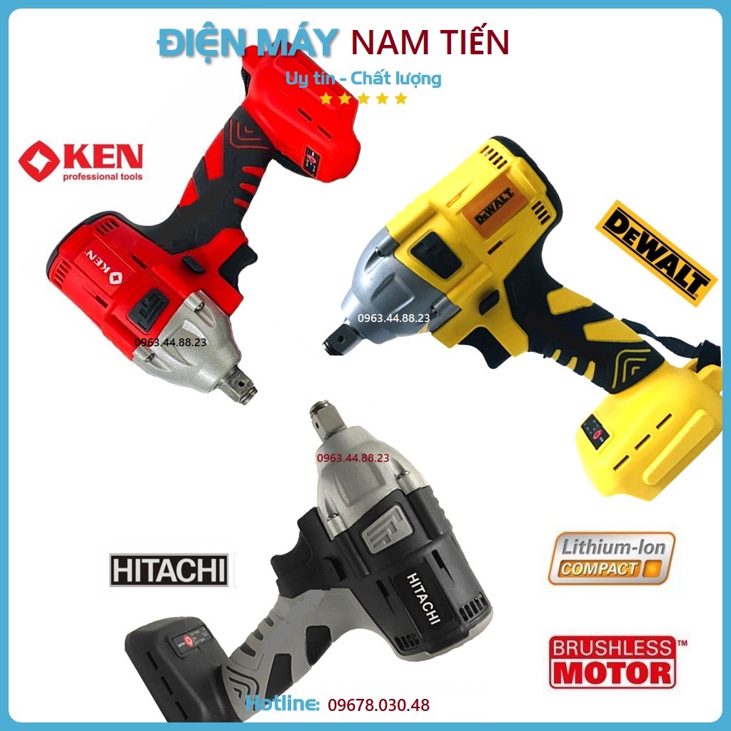 Thân máy siết bulong Hitachi, Dewalt, Ken, Máy bắn bulong pin_Động cơ không chổi than, 2 trong 1