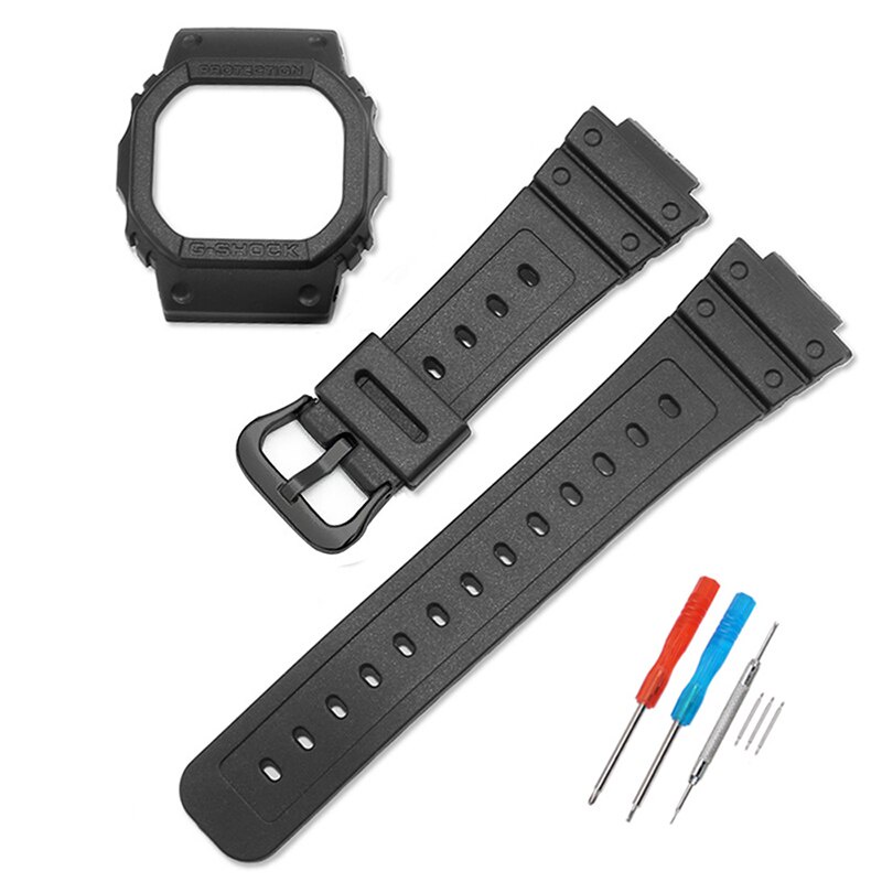 Dây đeo silicone cao su chống thấm nước có gờ kèm logo cho đồng hồ Casio G-SHOCK DW5600 DW-5600/5000 DW-5030/5025