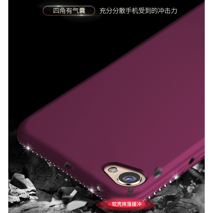 Ốp điện thoại nhựa đa chức năng màu trơn đính đá thời trang cho Vivo Y55 Y66 Y67/V5 Y 69 V3 V3 Max