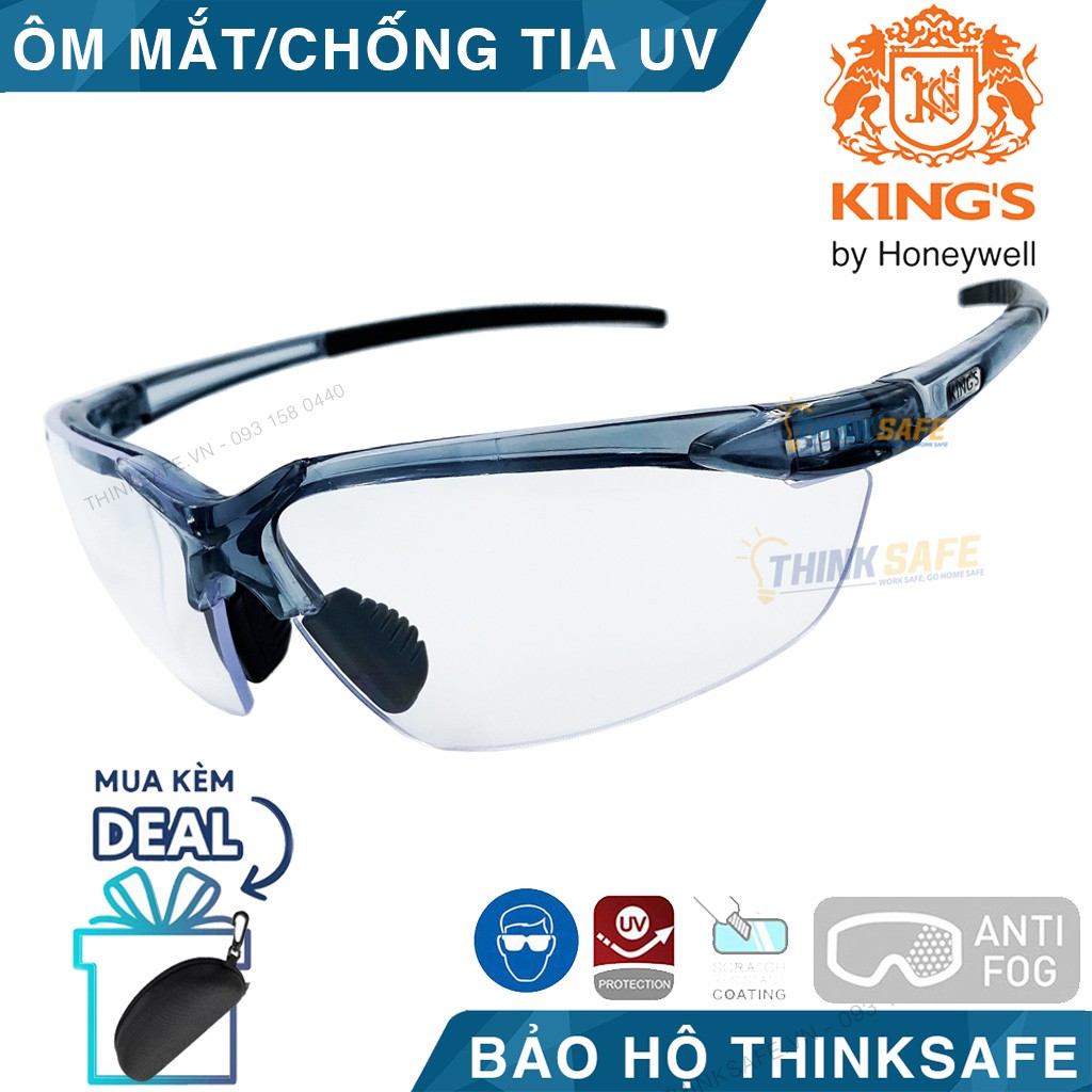 Kính bảo hộ cao cấp King's Thinksafe, đa năng, che mặt, chống bụi, chống tia uv đi xe máy, màu trắng tráng bạc - KY713