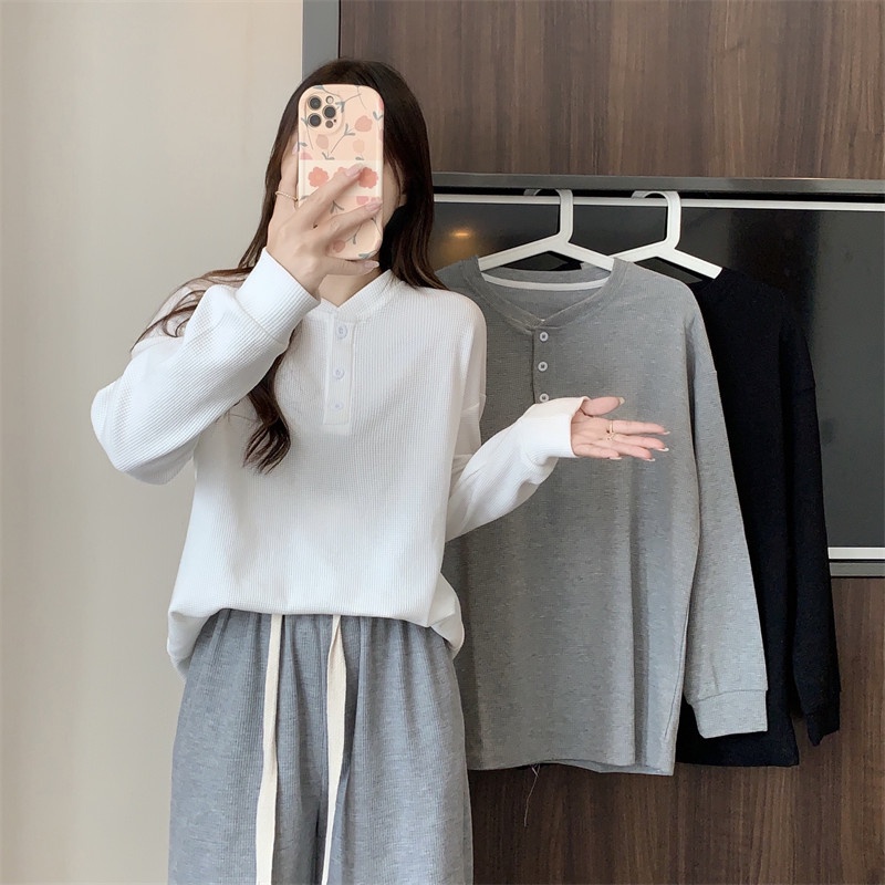 Áo SUXI tay dài dáng rộng đơn giản thời trang cho nữ