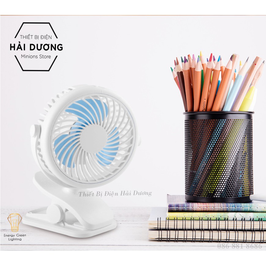 Quạt Kẹp Mini Sạc Tích Điện Đa Năng JD-199B - Chuyên dùng cho xe đẩy em bé - Văn phòng công sở - Pin 2200mAh - 6 Màu