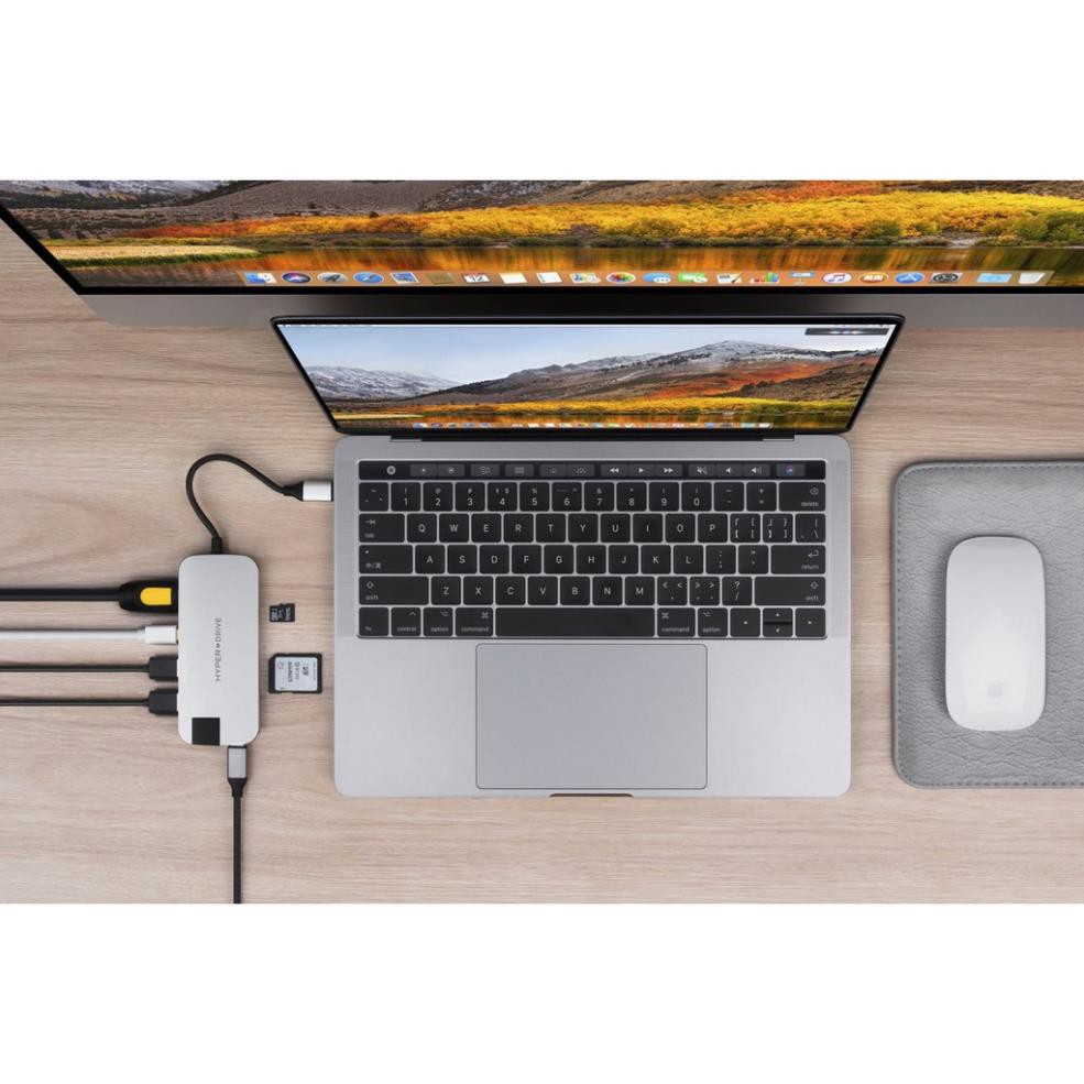 Cáp Hyperdrive SLIM 8 in 1 USB-C Hub for MacBook, PC & Devices chính hãng hub macbook cáp chuyển đổi macbook