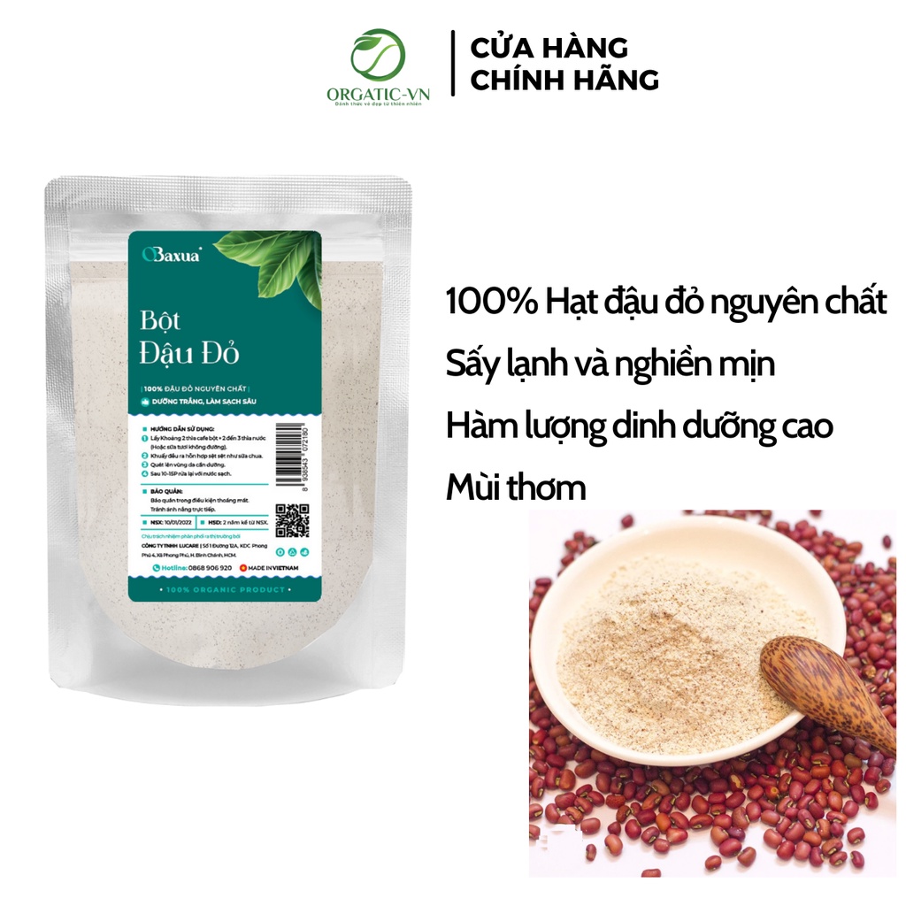 Bột đậu đỏ [ 1KG ] nguyên chất 100% Organic - Tắm trắng da, dưỡng ẩm, mờ thâm, tẩy TBC