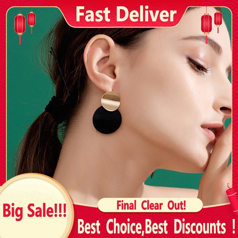 Bông tai dáng dài hình tròn phong cách Hàn Quốc thời trang