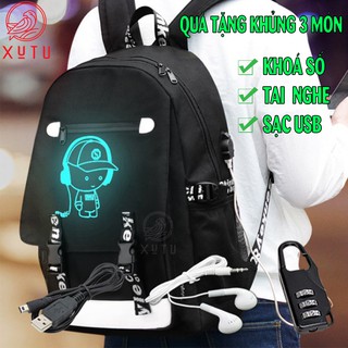 Balo nam nữ đi học thời trang phát sáng cao cấp Xutustore TẶNG (Cáp USB+Khóa số+Tainghe) - Cặp đi học HOT nhất 2021