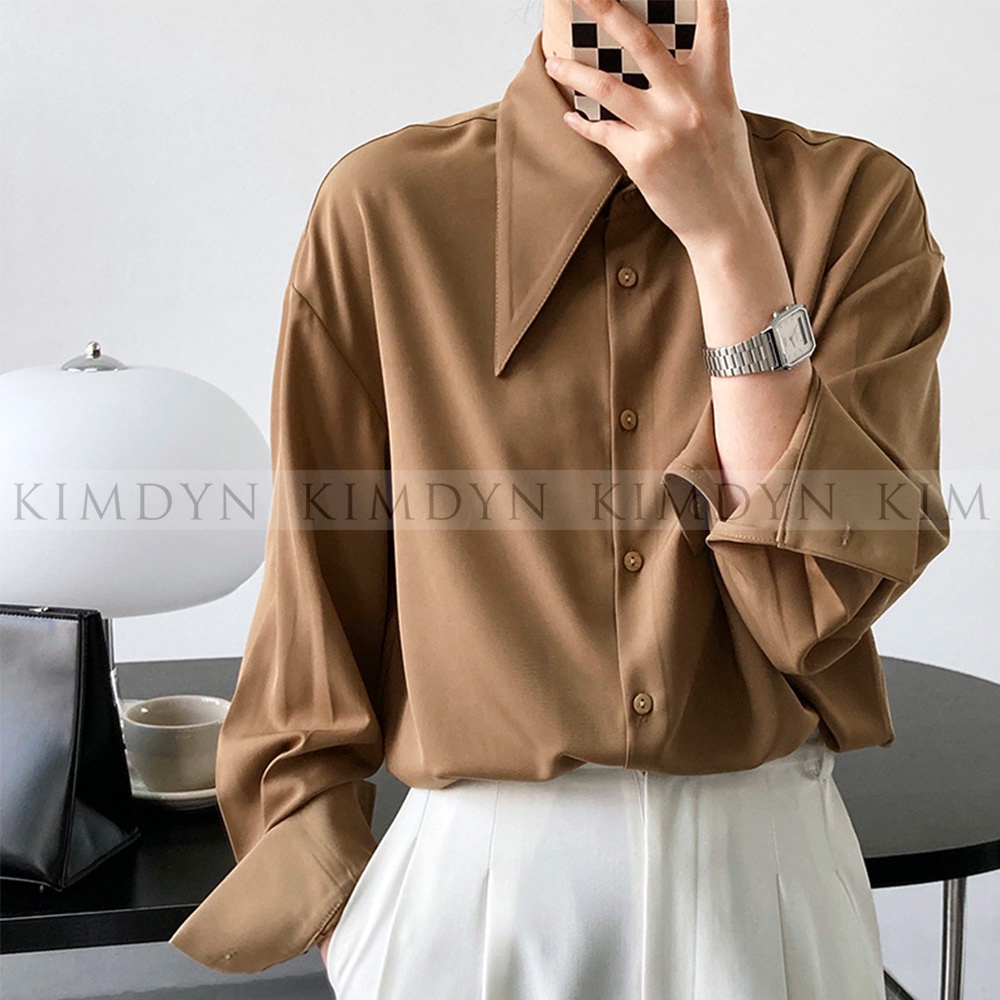 Áo sơ mi lụa form rộng sang trọng KimDyn