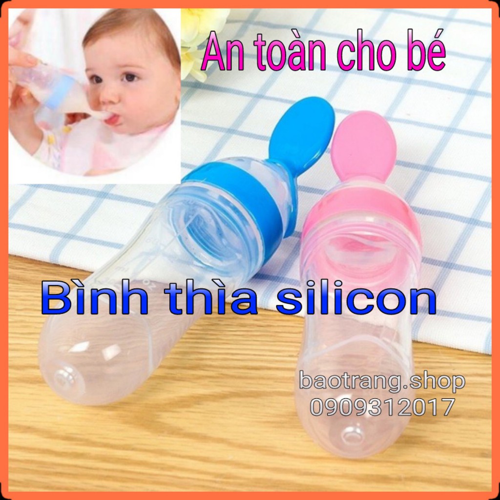 [Siêu rẻ] Bình ăn dặm, bình thìa ăn dặm silicon an toàn cho bé