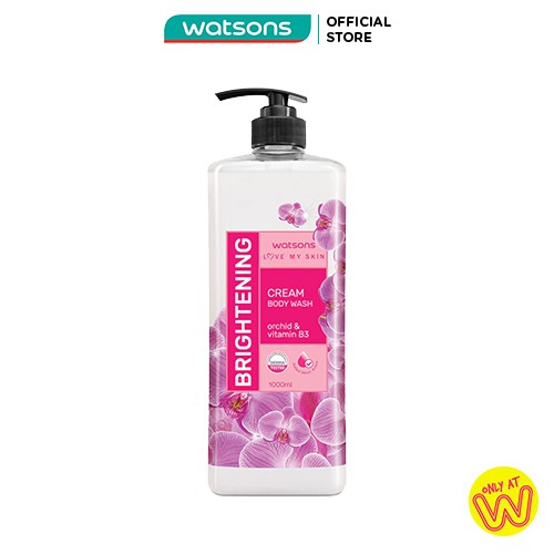 Kem Tắm Watsons Love My Skin Orchid Brightening B3 Scented Cream Body Wash Vitamin B3 Sáng Da 1000ml