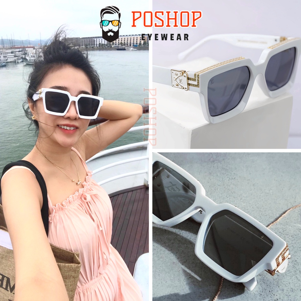 Kính râm nam nữ cao cấp POSHOP gọng to mắt vuông chống tia cực tím UV màu sắc tinh tế thời trang dễ đeo LV MILLIONAIRE