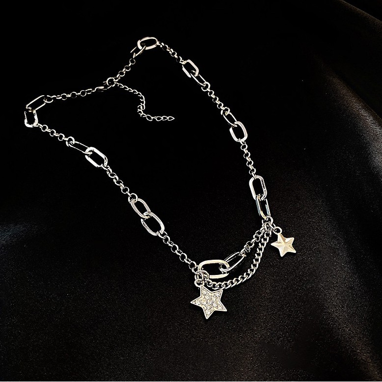 Vòng cổ mắt xích hình ngôi sao đính đá cá tính hiện đại unisex - Mely 1532