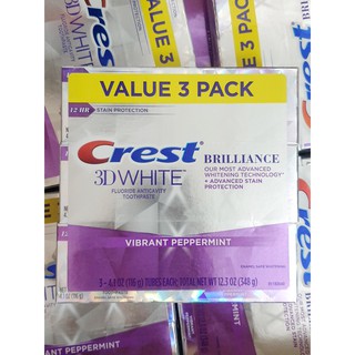 Kem đánh răng làm trắng răng Crest 3D White Brillance tuýp 116g của Mỹ mẫu mới
