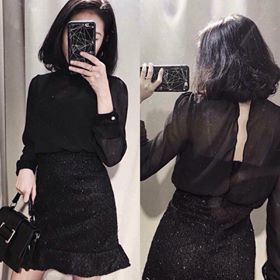 Set váy đen kim sa (có sẵn)