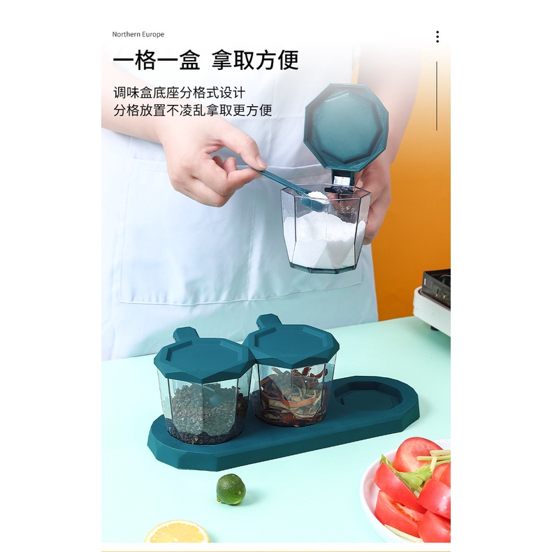 PVN44260 Bộ 2,3 Hũ Đựng Gia Vị Kèm Thìa Có Nắp Và Khay Giá Rẻ