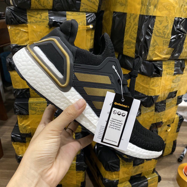 (Video cận cảnh) Giày thể thao sneakers ultra boost 6.0 đen vàng