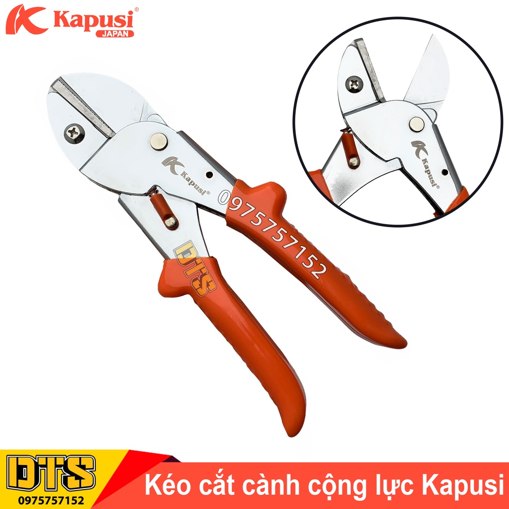 Kéo cắt cành cộng lực Nhật Kapusi JAPAN 8 inch/ 200mm, kéo đa năng cắt cành to thép SK5 siêu sắc, độ bền vượt trội