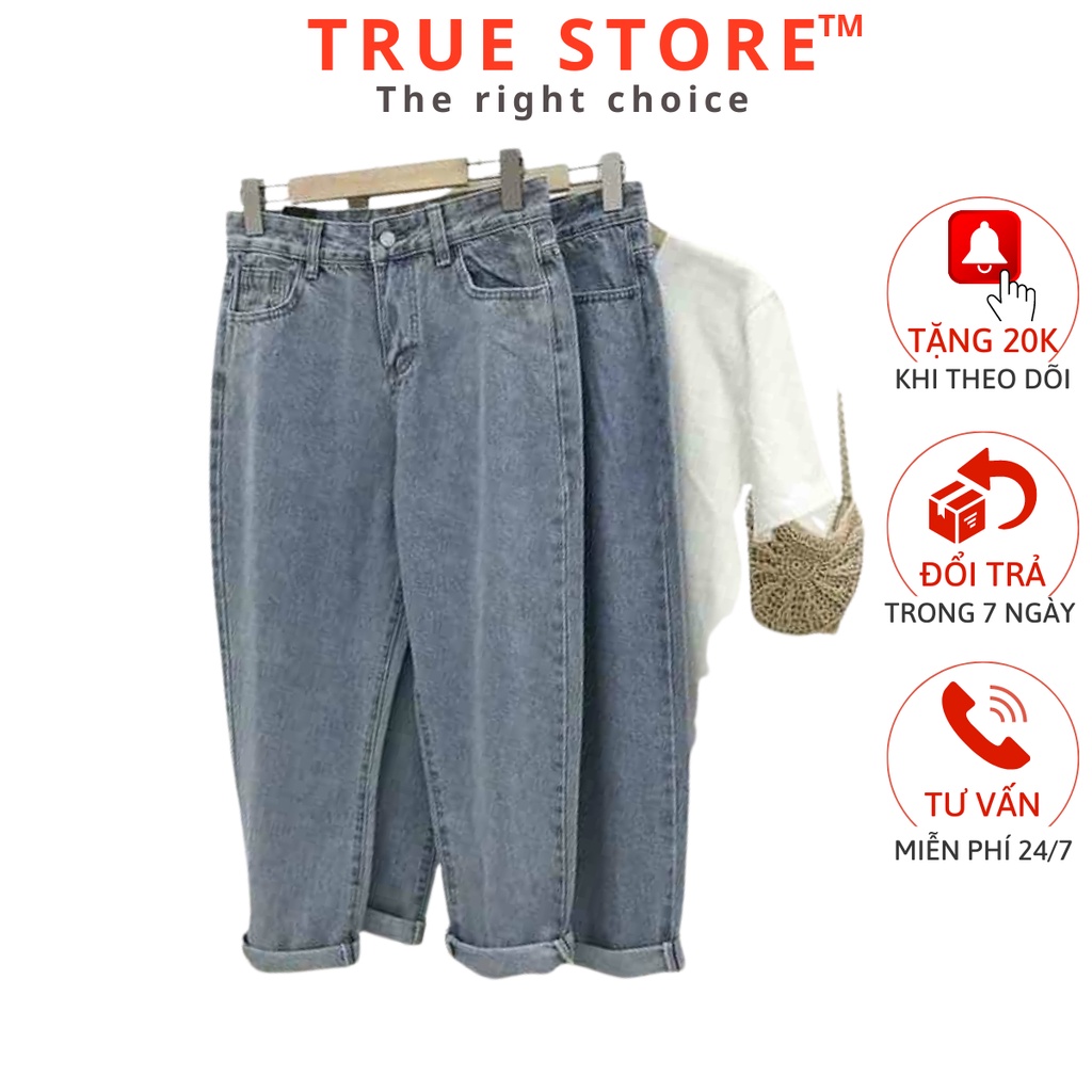 Quần baggy jean nữ xanh ống suông trơn khóa kéo mẫu mới về 2022, quần bò beggy nữ đang thịnh hàng, True Store, QJ012
