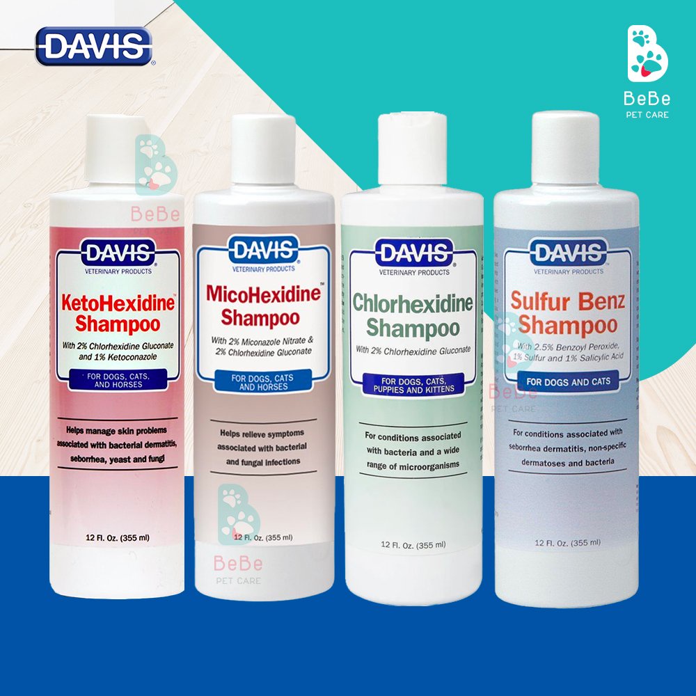 Sữa Tắm Davis KetoHexidine &amp; MicoHexidine 355ml - Hỗ Trợ Kháng Nấm Khuẩn &amp; Các Vấn Đề Ghẻ Ngứa Cho Thú Cưng