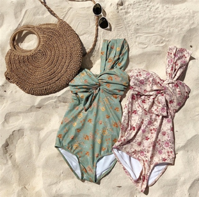 Bộ đồ bơi , bikini nữ liền mảnh nơ ngực vạt chéo (kèm ảnh thật)