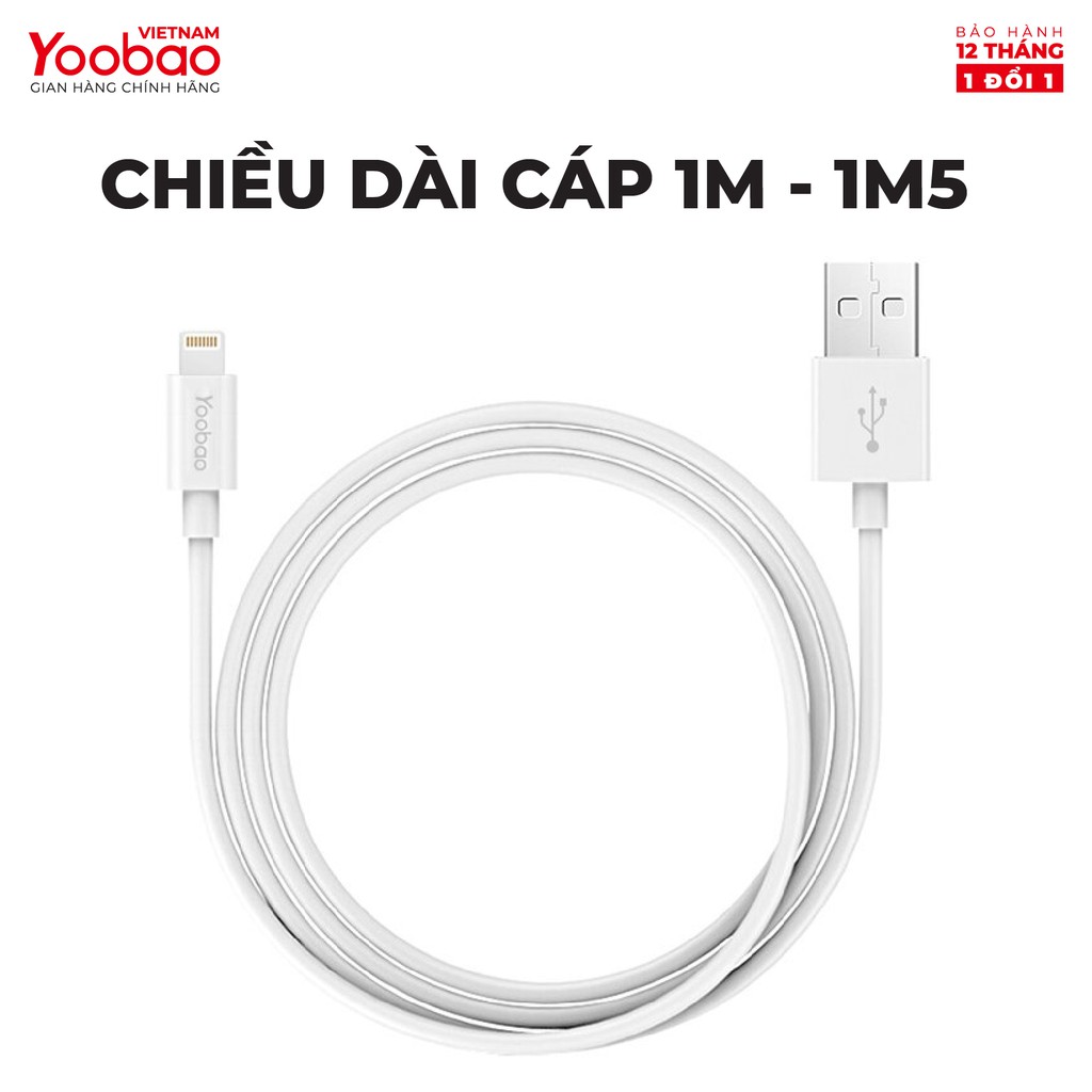 Dây cáp sạc Lightning YOOBAO YB-403 cho iPhone/iPad dài 1m - Hàng chính hãng Bảo hành 12 tháng 1 đổi 1