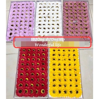 Hộp 50 bông hoa hướng dương sáp thơm size to hàng Vip đủ 5 màu