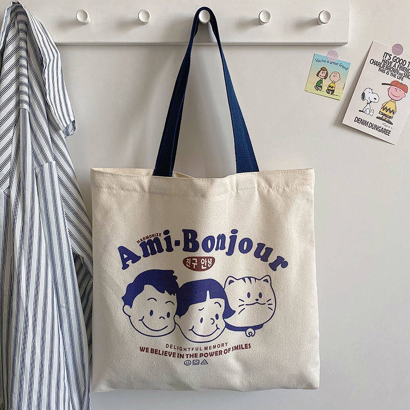 Canvas Bag Shoulder Large Capacity Oversized Tote Bag College Student Korean Canvas Bag Ins Bag Cloth Bag Tuition Bag LqfB
