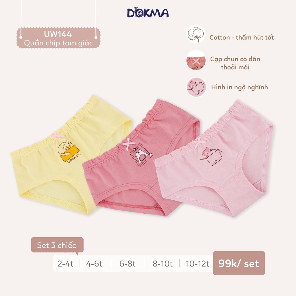 Set 3 quần chip tam giác bé gái Dokma