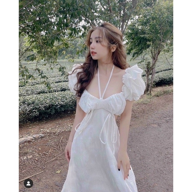 Đầm maxi hở LƯNG VIỀN BÈO