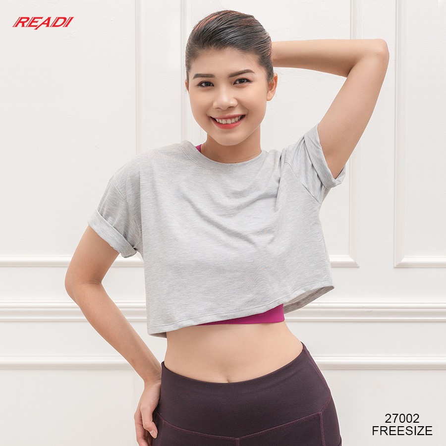 Áo tập gym yoga nữ dáng croptop tay ngắn READI freesize - 27002