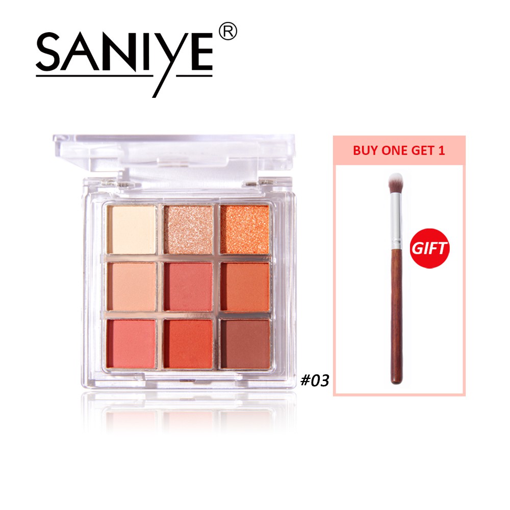 Bảng Phấn Mắt SANIYE E0925 Gồm 9 Màu Lì Và Ánh Nhũ Để Trang Điểm 5g
