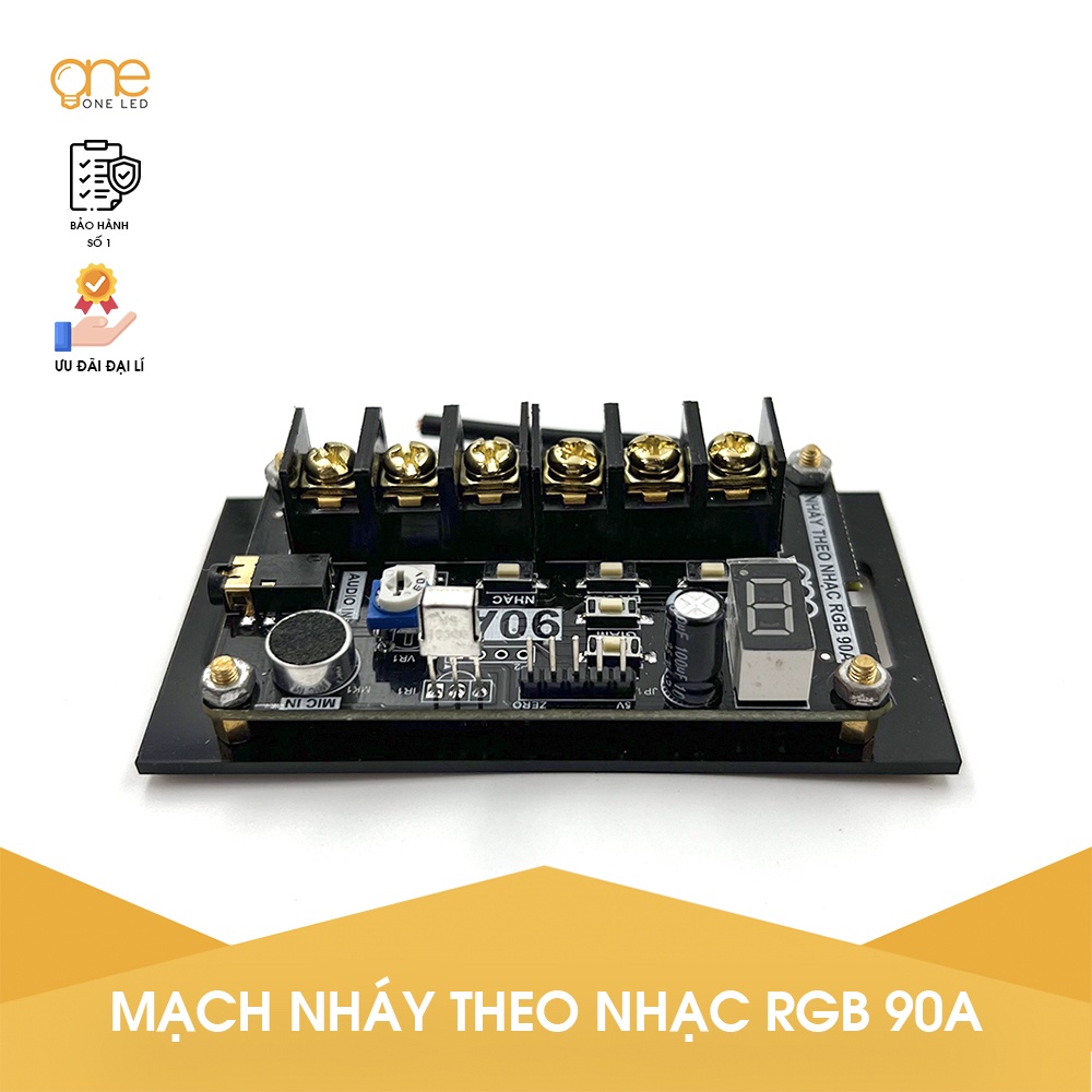 Mạch điều khiển LED RGB 7 màu nháy theo nhạc - Công suất 90A -