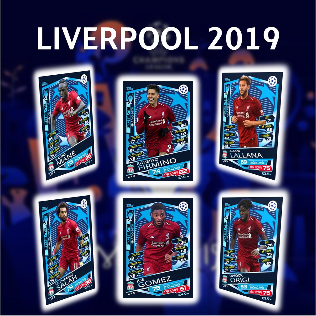 Bộ thẻ cầu thủ - đội hình Liverpool - phiên bản vô địch Champion League 2019