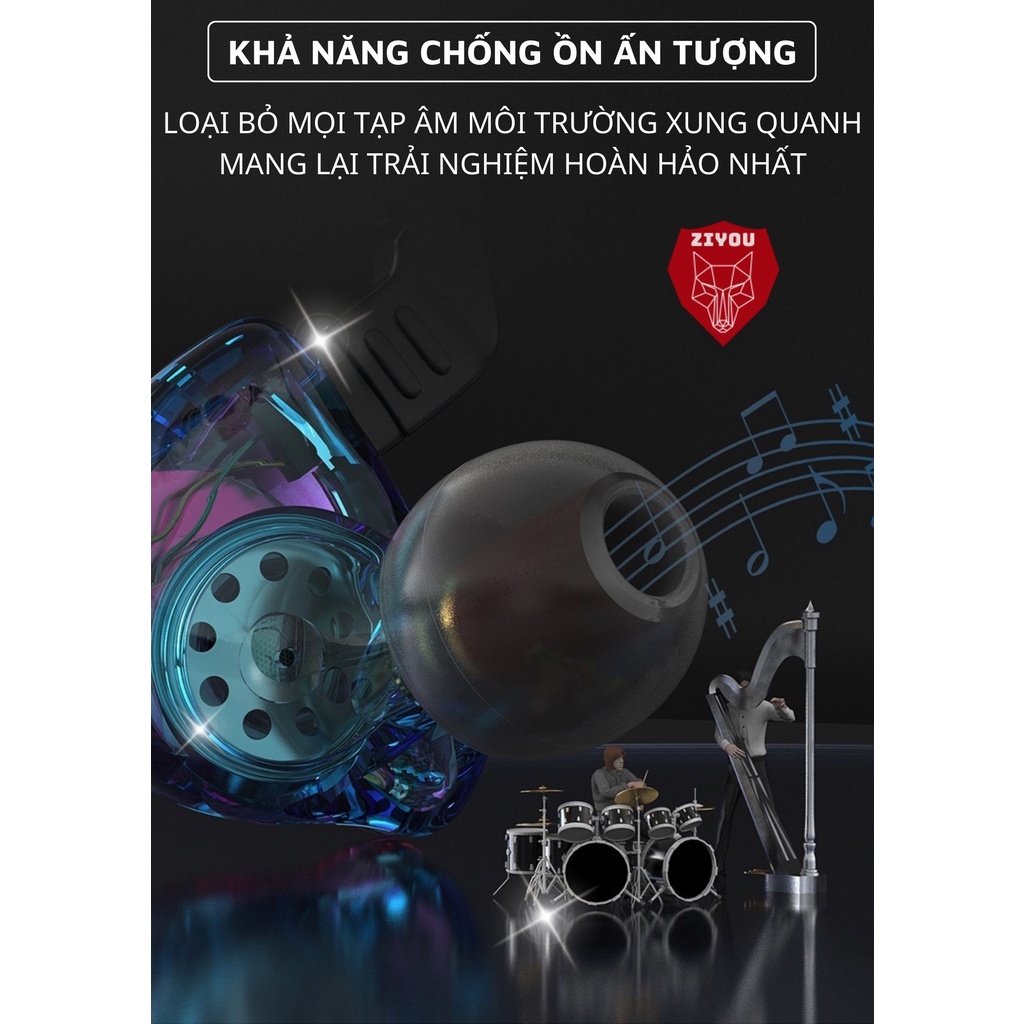 Tai Nghe Gaming Ziyou QKZ AK3 Có Mic Cho Điện Thoại, Chuyên Nghe Nhạc, Chơi Game Âm Thanh Sống Động - Hàng Chính Hãng