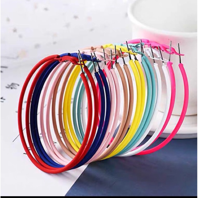 Khoen tròn bông tai tròn nhiều màu cá tính size 6cm 7cm 8cm 9cm trẻ trung dành cho nữ