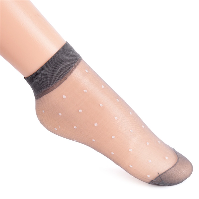 Set 10 Đôi Vớ Trong Suốt Họa Tiết Chấm Bi Thời Trang Dành Cho Nữ