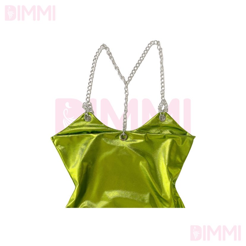 Đầm Da Vinyl Bóng Xanh Lá